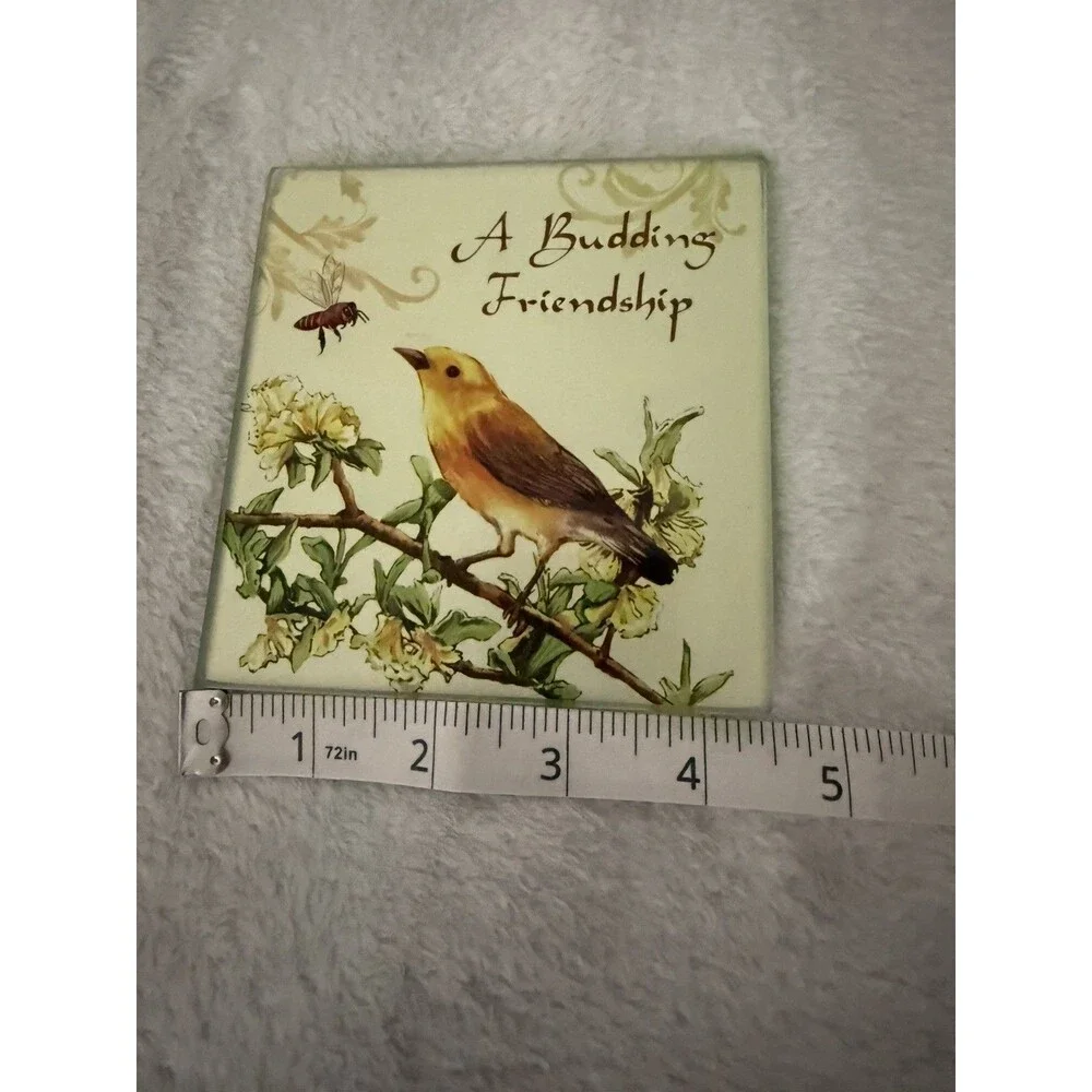 Glass Trivet Cutting Board Bird Floral A Budding Friendship Cottage Decor